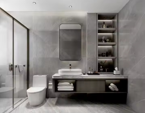 Custom Mounted Wood Color Furniture Vanity Marble Countertop Cabinets Floating Vanity Bathroom Vanities Modern Double Sink
