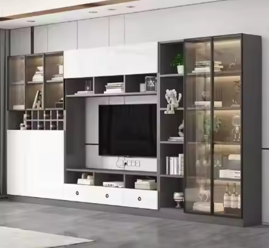 Factory Cheap Wooden Wall Tv Cabinet Furniture Designs Modern Home Living Room Solid Wood Stand Tv Cabinets