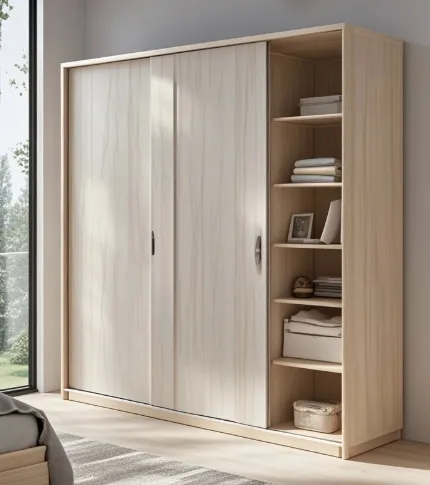 Customizable Home Hotel Villa & Bedroom Sliding Wardrobe Cabinet Extendable Wood Clothing Closet