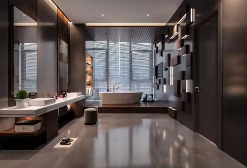Custom Water Resistant Hotel Single Sink Modern Luxury Home Wall Mount Floating Vanity Plywood Bathroom Cabinet With Slab Basin