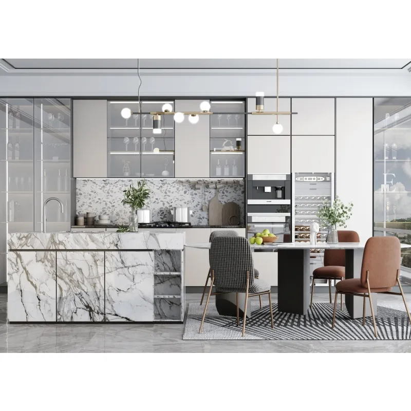 Wholesale Luxury Modern Modular Kitchen Design Wooden Furniture Pvc Door Panel Economic Wood Wall Kitchen Cabinet