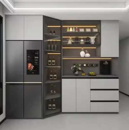 Custom Size Display Cabinet Wooden Wine Cabinet Restaurant Furniture Modern Luxury Display Cabinet