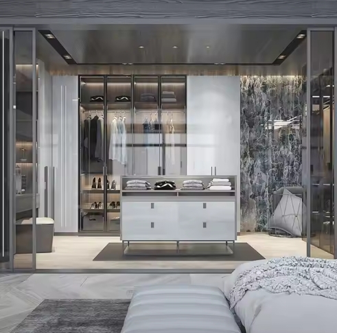 High End Luxury Customized Solid Wood Walk-in Closet With Multifunctional Storage Wardrobe