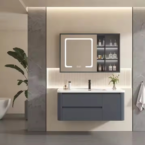 Home Luxury Hanging Bathroom Cabinet Sink Set With Smart Mirror Modern Design  Bathroom Vanity Sets