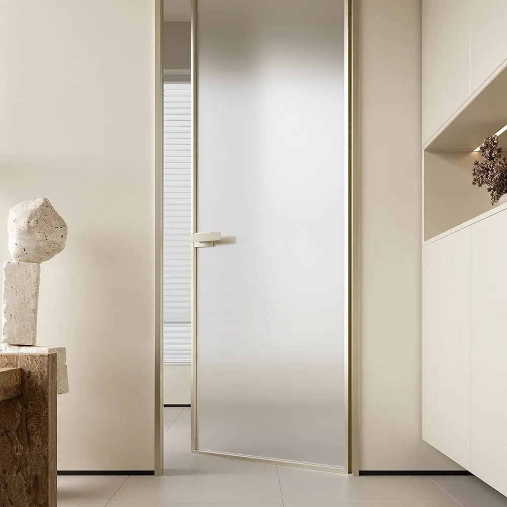 Factory Wholesale High Quality Customized Aluminum Framed Swing Glass Door with Glass Lock for Bathroom&livinfg Room