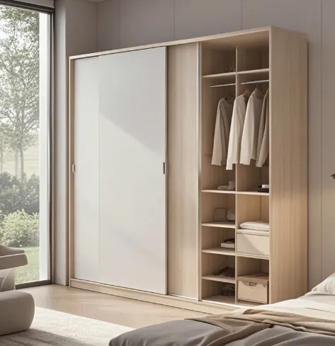 Customizable Home Hotel Villa & Bedroom Sliding Wardrobe Cabinet Extendable Wood Clothing Closet