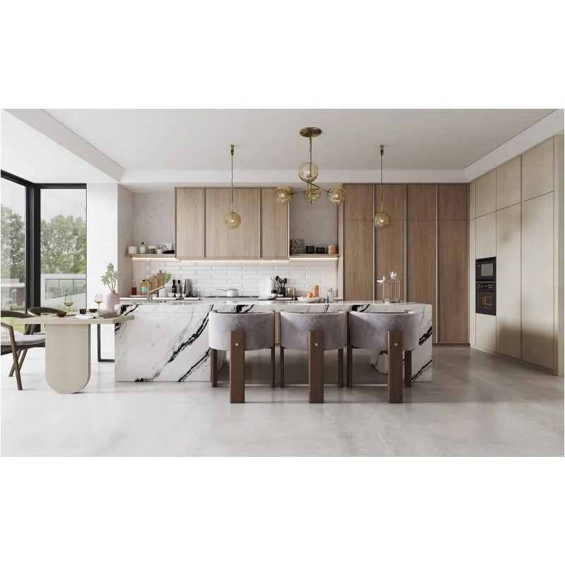 China Direct Factory Modern Design Luxury Plywood White Particle Board Kitchens Features Furniture MDF Modern Kitchen Cabinet