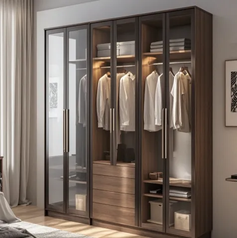 Factory Wholesale Manufacture Plenty Storage Space Wooden Closets Wood Wardrobe Cabinets Custom Wardrobe Bedroom Set