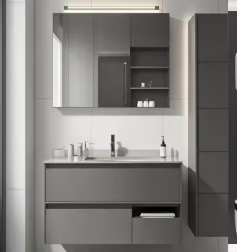 Custom Modern Luxury Cabinet for Hotel Bathroom Led Mirror Vanities Toilet Plywood Vanity Cabinet