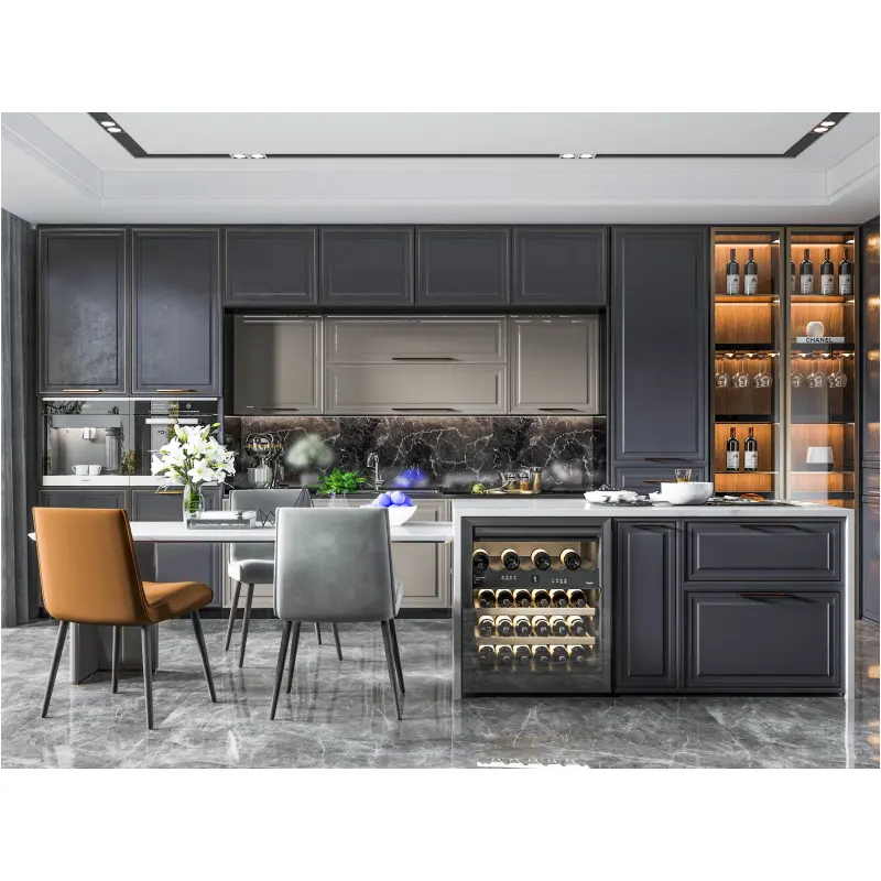 Factory Price Custom Luxury Plywood Carcass Furniture Modern Design Solid Wood Kitchen Cabinet