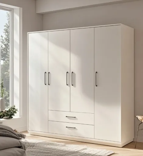 Light Luxury Home Bedroom Wooden Wardrobe Simple to Open the Door With Drawer Storage Closet
