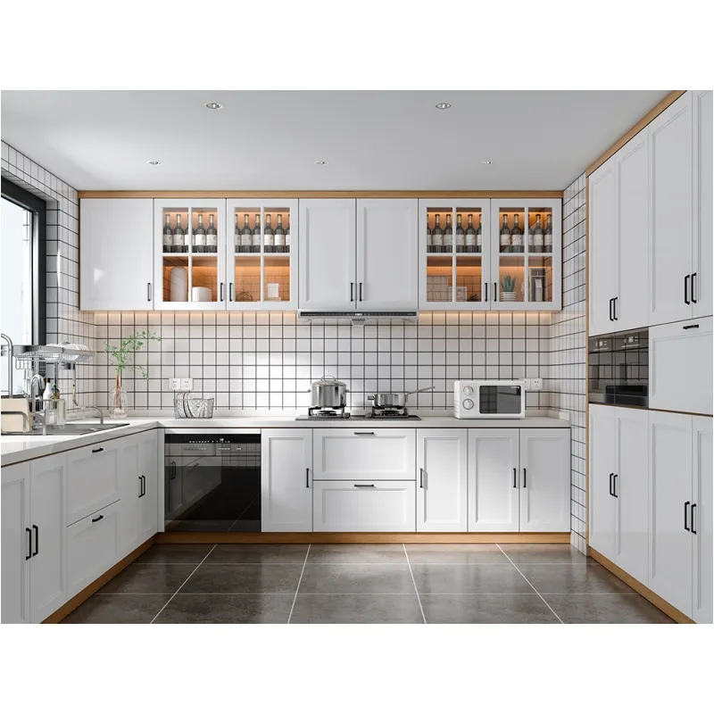 Custom Design Kitchen Furniture Oak Solid Wood Lacquer or Finish Modern Kitchen Cabinets Nordic Style