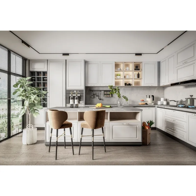 Customized Premium Classic Modern White Solid Wood Shaker Door Modular Kitchen Cabinet