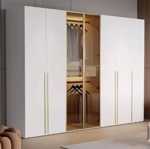 Designed Minimalist Storage Cabinet Wood Wardrobe High End Design Wardrobe With Led Light And 5 Door