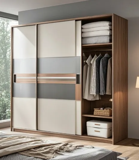 Bedroom Hotel Villa Furniture Wardrobe Factory Cheap Price Wooden Sliding Closet Customized Wardrobe Cabinet for Sell