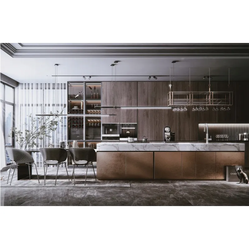 Customized Cupboards Island Modular Design Black Lacquer or Finish Modern Luxury Modern Maple Kitchen Cabinets