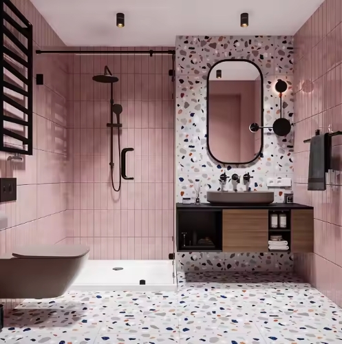 Custom Hotel Project Furniture Wood Sink Floating Pink Set Nordic Hotel Toilet Vanity Bathroom Sink Cabinet