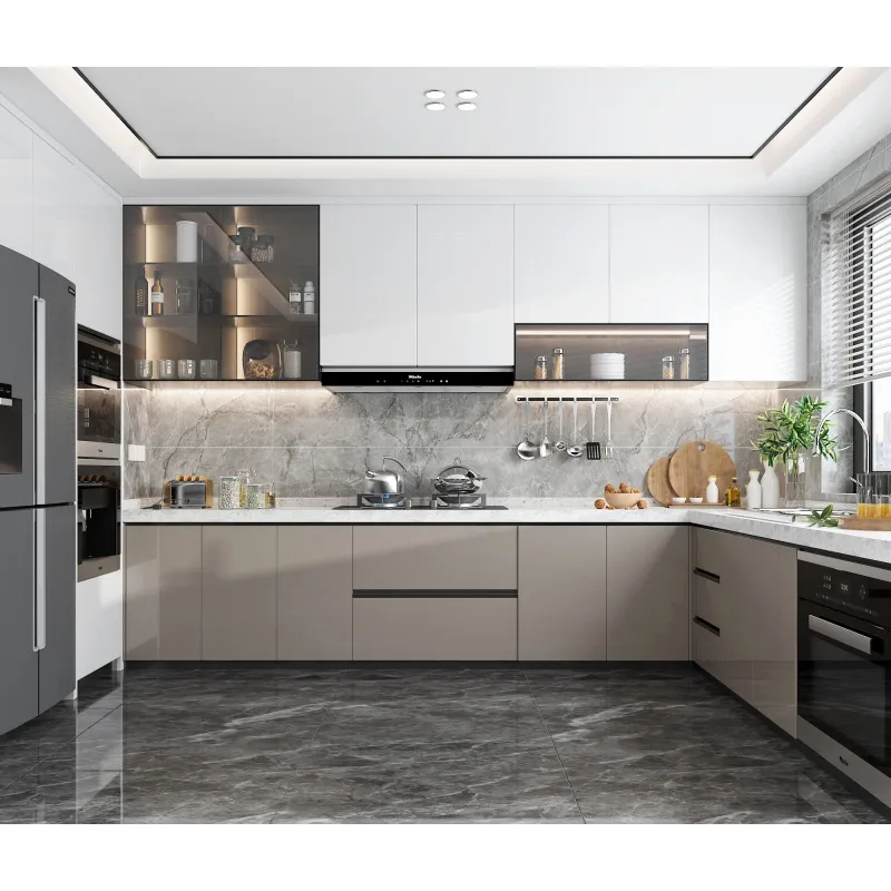 Factory Supply Luxury Modern Design Kitchen Unit With Lacquer Door for Home Furniture Modular Kitchen Cabinet