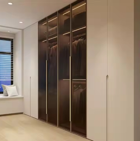 Wood Closet Home Bedroom Storage Cabinet High-end Designer Household Bedroom Wardrobe With Mirror & Drawers