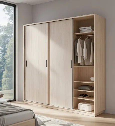 Customizable Home Hotel Villa & Bedroom Sliding Wardrobe Cabinet Extendable Wood Clothing Closet