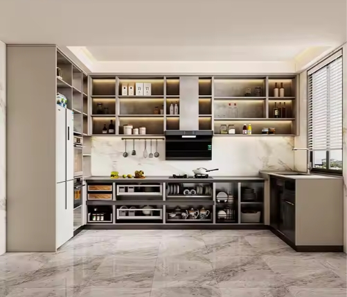 Complete Kitchen Furniture Designs Modern Soft Closing Kitchen Cabinet Aluminium Stainless Steel Waterproof Kitchen