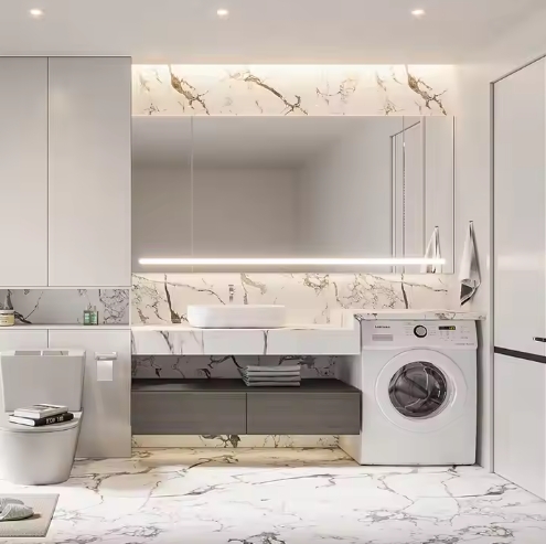 Hot sell Vanity Sink Bathroom Vanity Cabinet Set With Counter Stone Integrated Top Modern Designs Vanity Bathroom Furniture