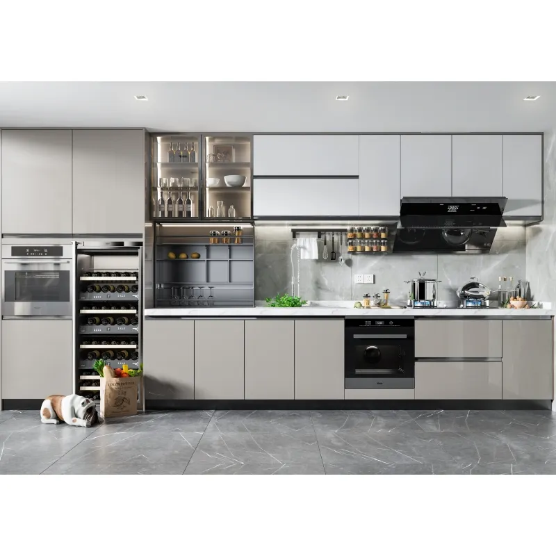 Factory Price Custom Luxury Lacquer Kitchen Cabinets Furniture Designs Modular Modern Island Kitchen Cabinet Pantry Organizer