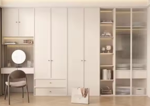 Bedroom Storage Cabinet Simple Wood Wardrobe Household Living Room Furniture 6 Doors Wardrobe