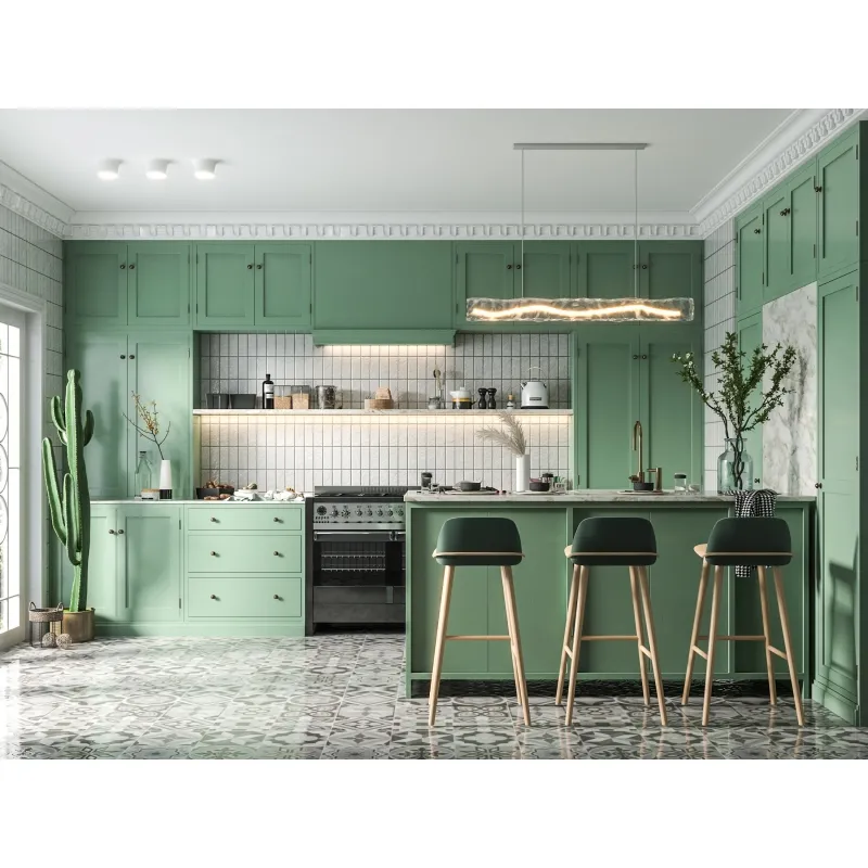 Custom Design Kitchen Furniture Oak Solid Wood Lacquer or Finish Modern Kitchen Cabinets Nordic Style
