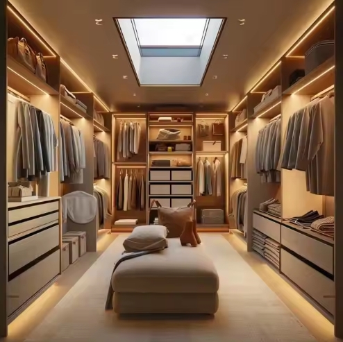 Custom Modern Luxury Style Led Light Wardrobe Closet Modular Bedroom Furniture Custom Modern Design Closets Villa Hotel Home
