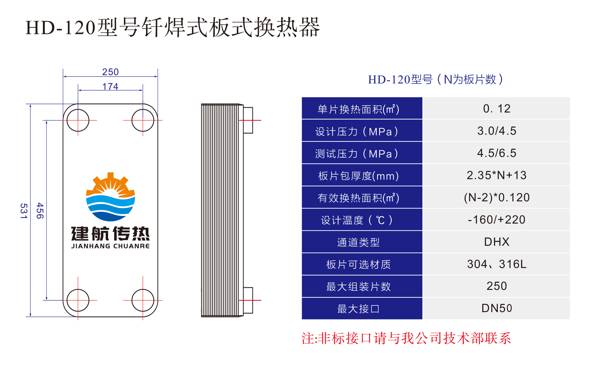 HD-120型号钎焊式板式换热器