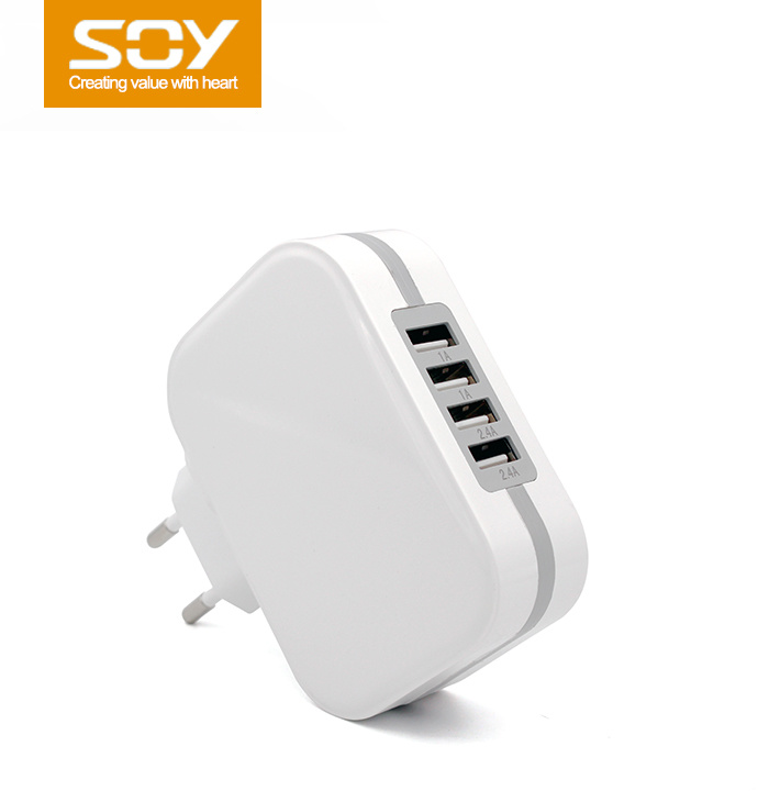 Travel charger with 4 USB ports