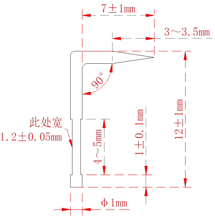 YJFL000384（φ1.0彎折90°鋼針）