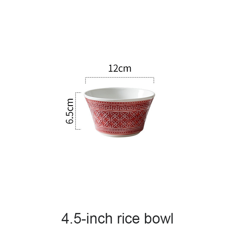Hongyu He Ceramics Rice Bowl Relief French Plate Under-glaze Color Tableware High-end Minimalist Household Bowl and Dish Set Single Item