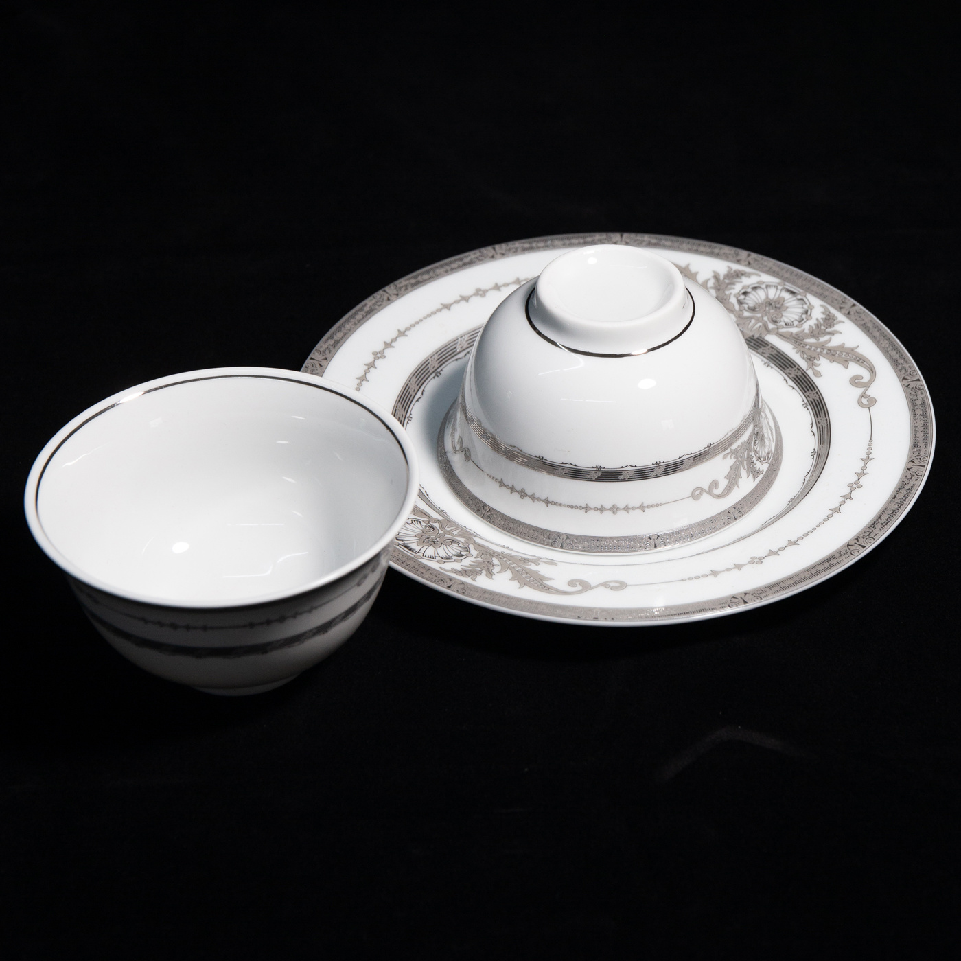 High-end tableware customized platinum light luxury bowl, plate and pot set high temperature porcelain