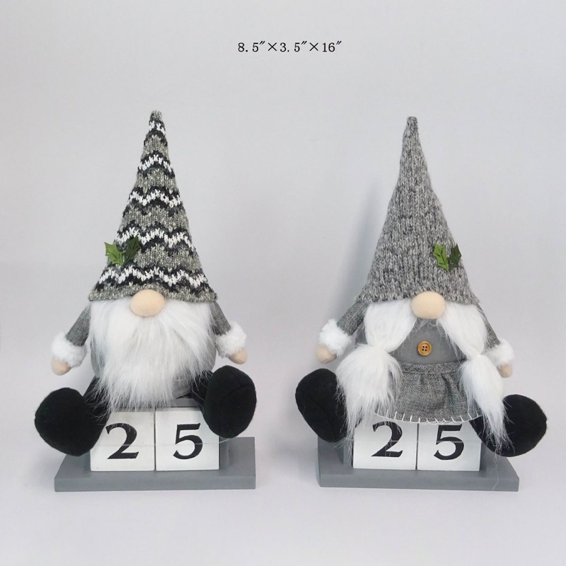 gnome sitting wooden calendar