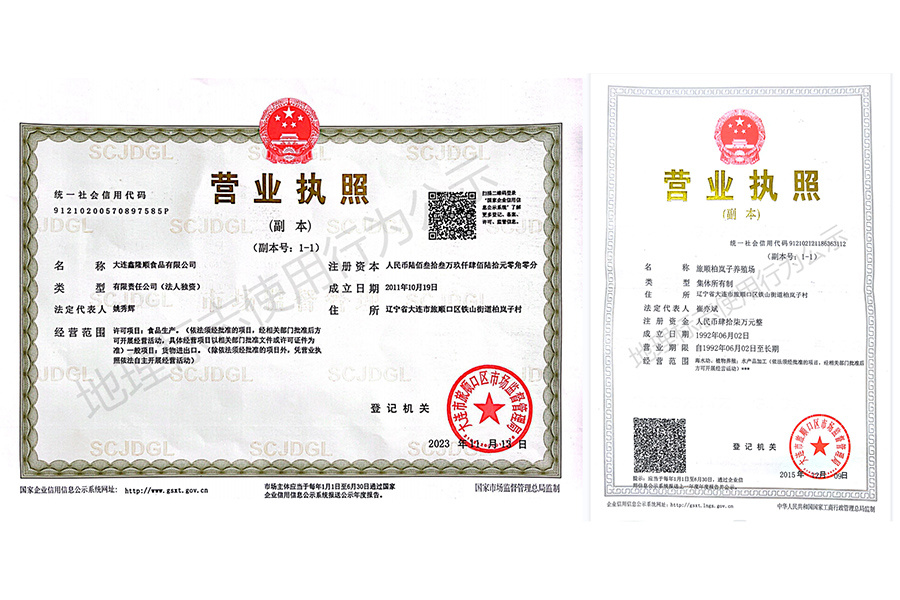 关于旅顺柏岚子养殖场、鑫隆顺食品地理标志使用行为公示 关于旅顺柏岚子养殖场、鑫隆顺食品地理标志使用行为公示