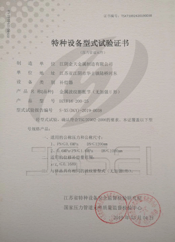 Type test certificate