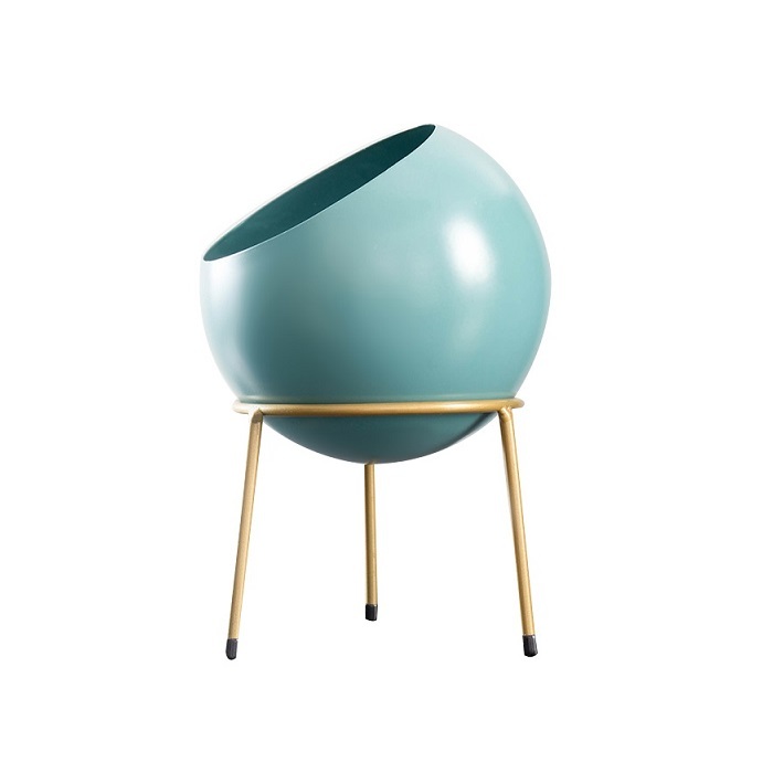 Modern metal blue vase decoration with stand