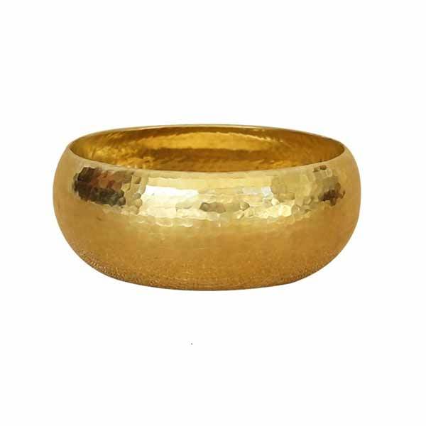 Personal hammered portable round brass cigar ashtray