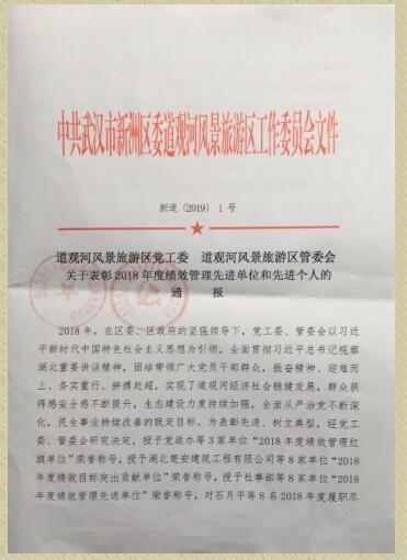 喜讯！公司荣获“2018年度绩效目标突出贡献单位”
