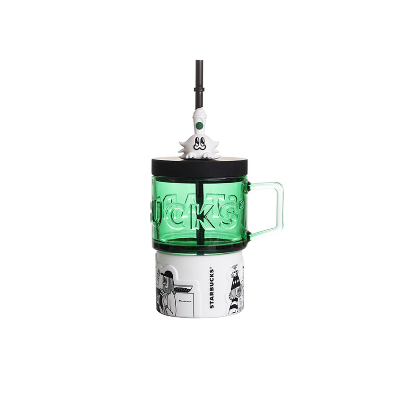 星巴克515ml咖啡家族款玻璃吸管杯
