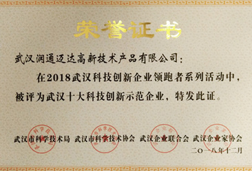 Top Ten Demonstration Enterprises for Technological Innovation in Wuhan Top Ten Demonstration Enterprises for Technological Innovation in Wuhan