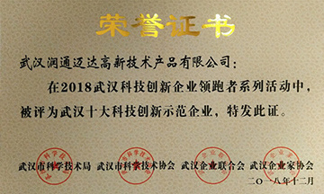 我司被评为2018武汉十大科技创新示范企业