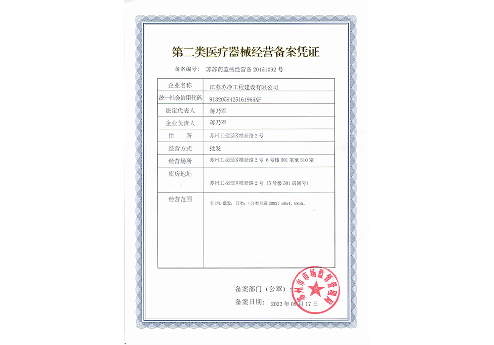 Class II Medical Device Business Registration Certificate Class II Medical Device Business Registration Certificate