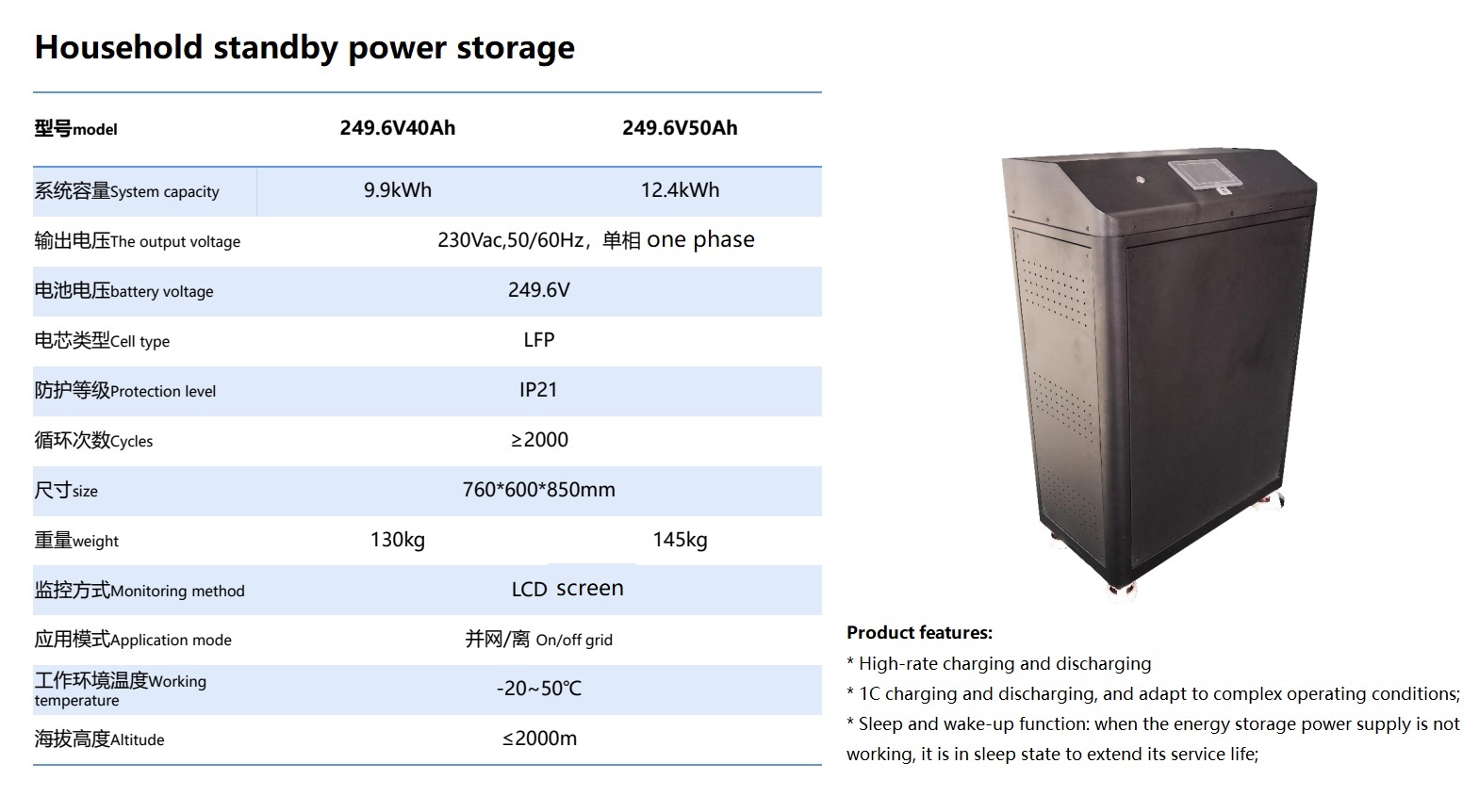 250V 40Ah 50Ah household standby power station energy storage