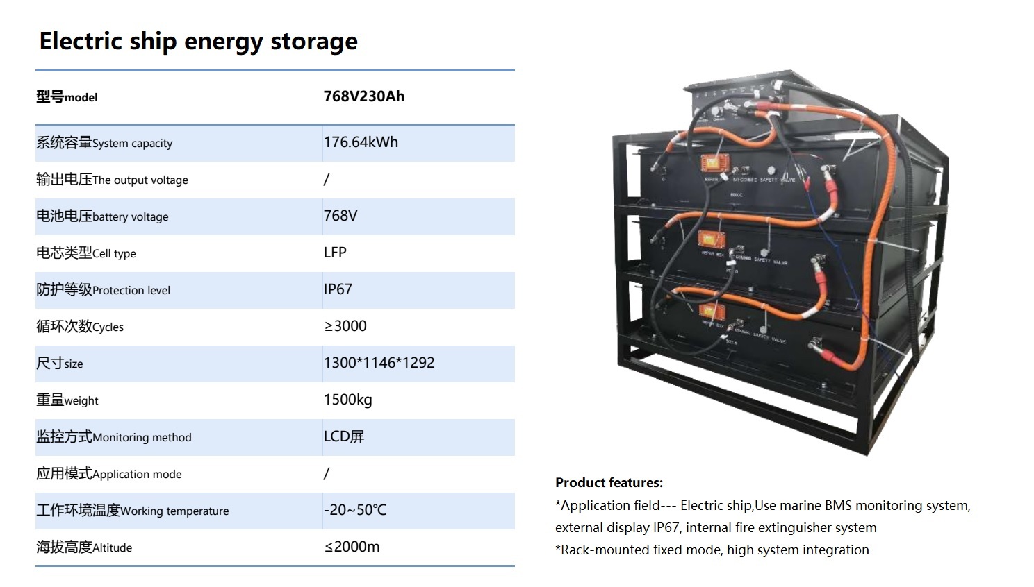 768V 230Ah electric ship power supply energy storage