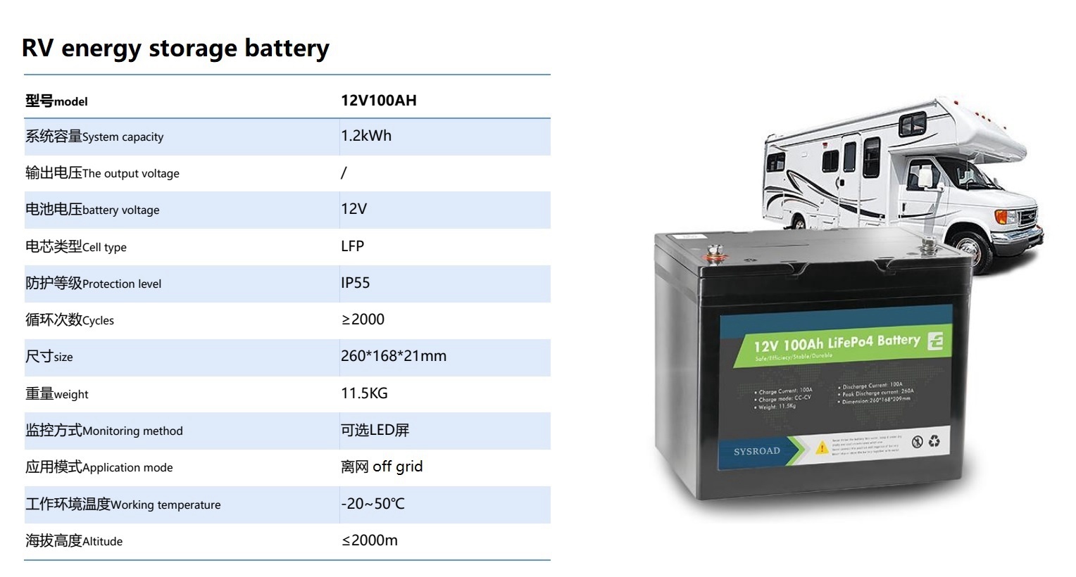 12V 100Ah RV energy storage battery