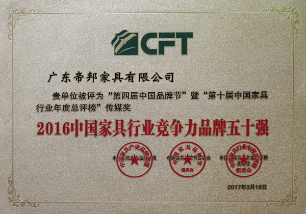 2019中国家具行业竞争力品牌五十强