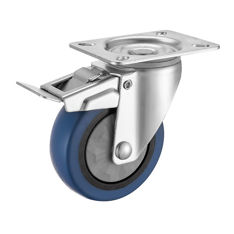 (7-07)     75mm,100mm,125mm,3"4"5"swivel caster ,medium duty ,trolley caster ,elastic rubber wheel ,ball bearing with brake